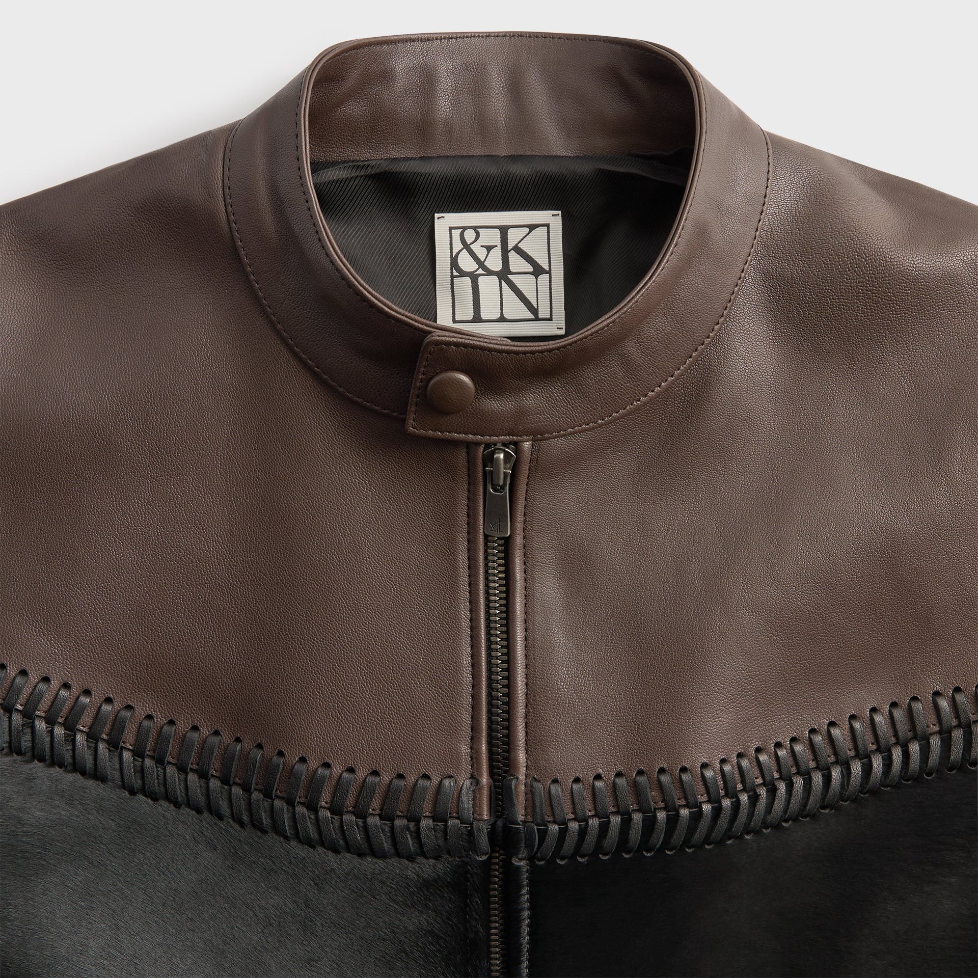&Kin Combo Leather Avari Moto Jacket - Hickory - PH