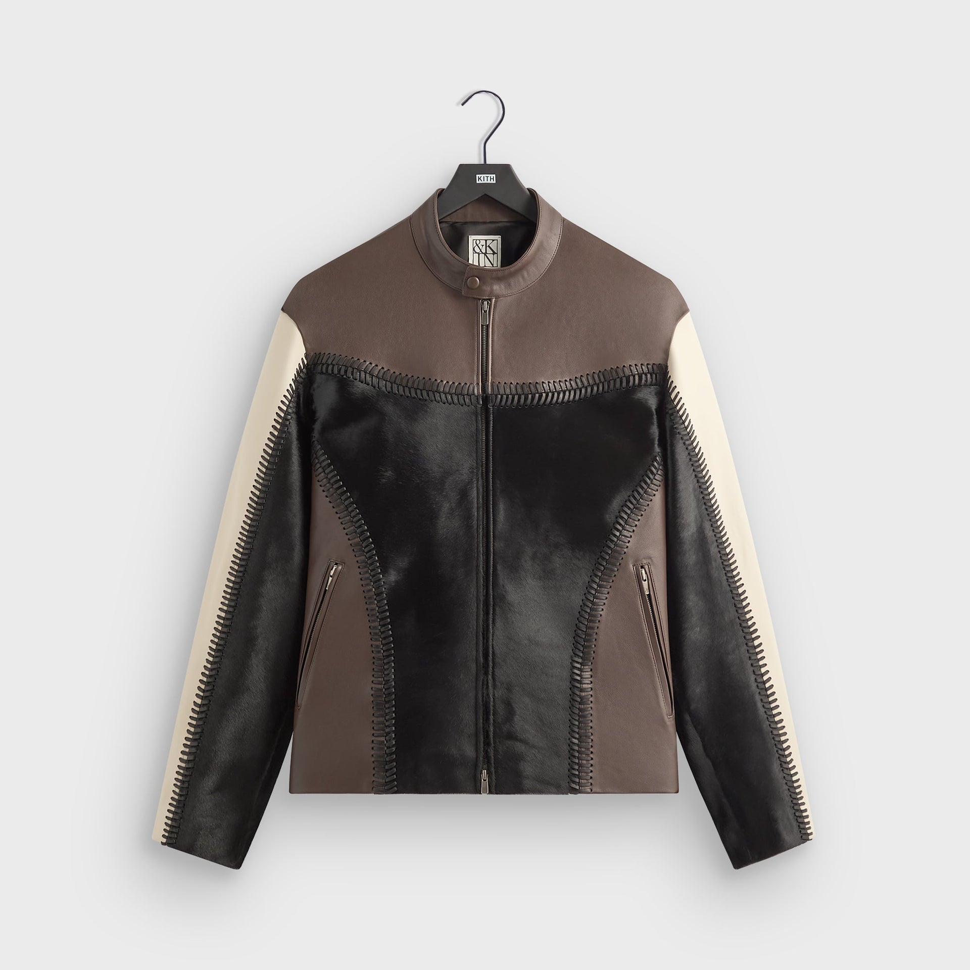 &Kin Combo Leather Avari Moto Jacket - Hickory - PH