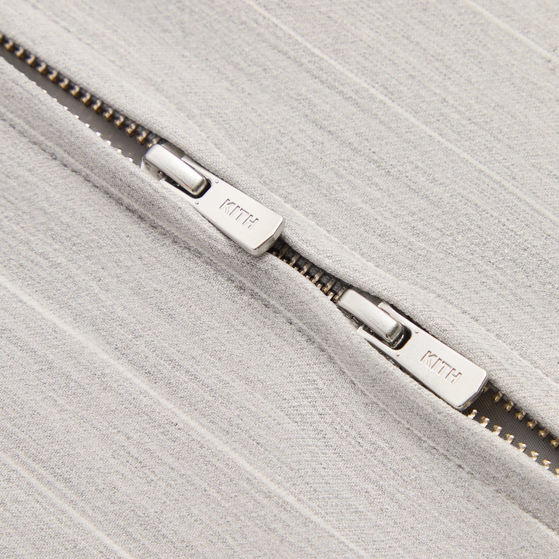 Kith Pinstripe Matteo Zip Up Hoodie - Light Heather Grey