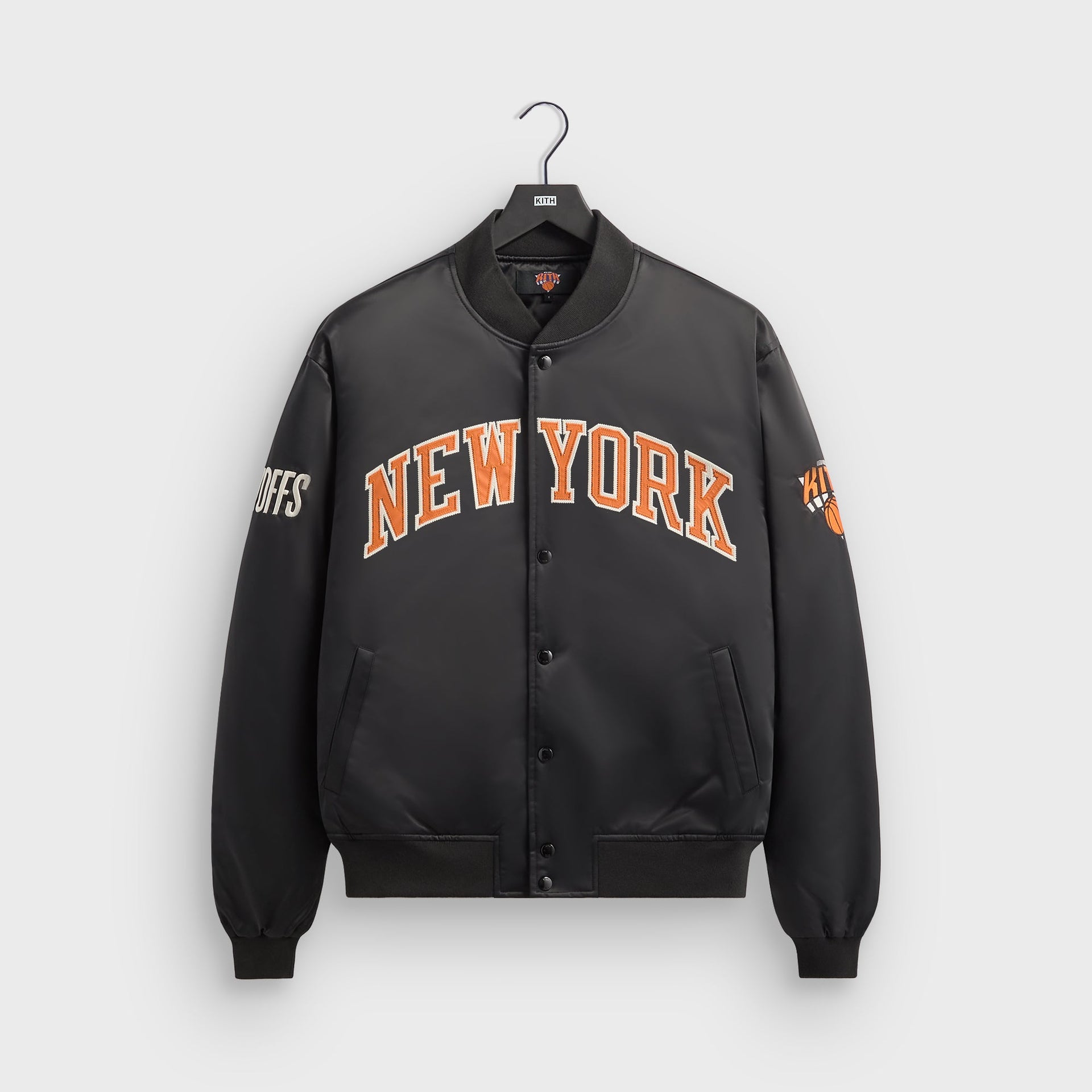 Kith for the New York Knicks Playoffs Satin Bomber Jacket - Black