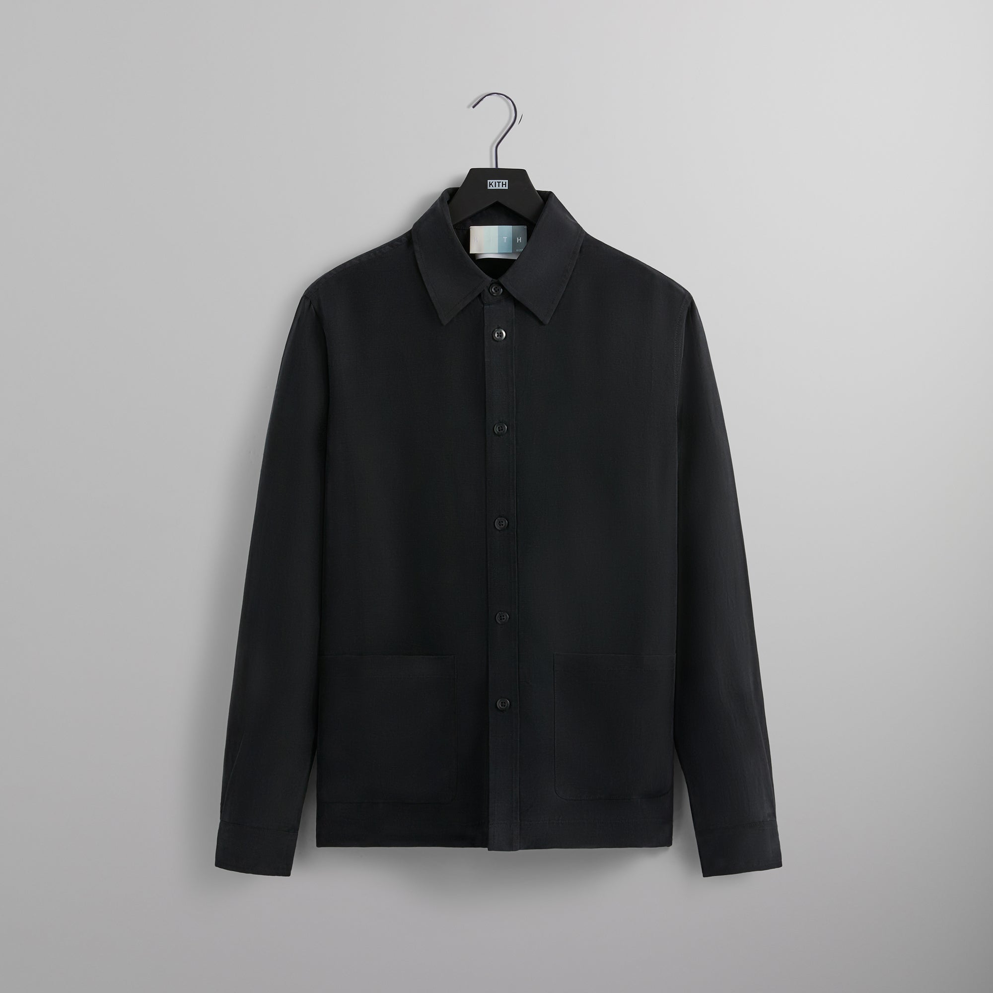 Kith Linen L/S Boxy Collared Overshirt - Black