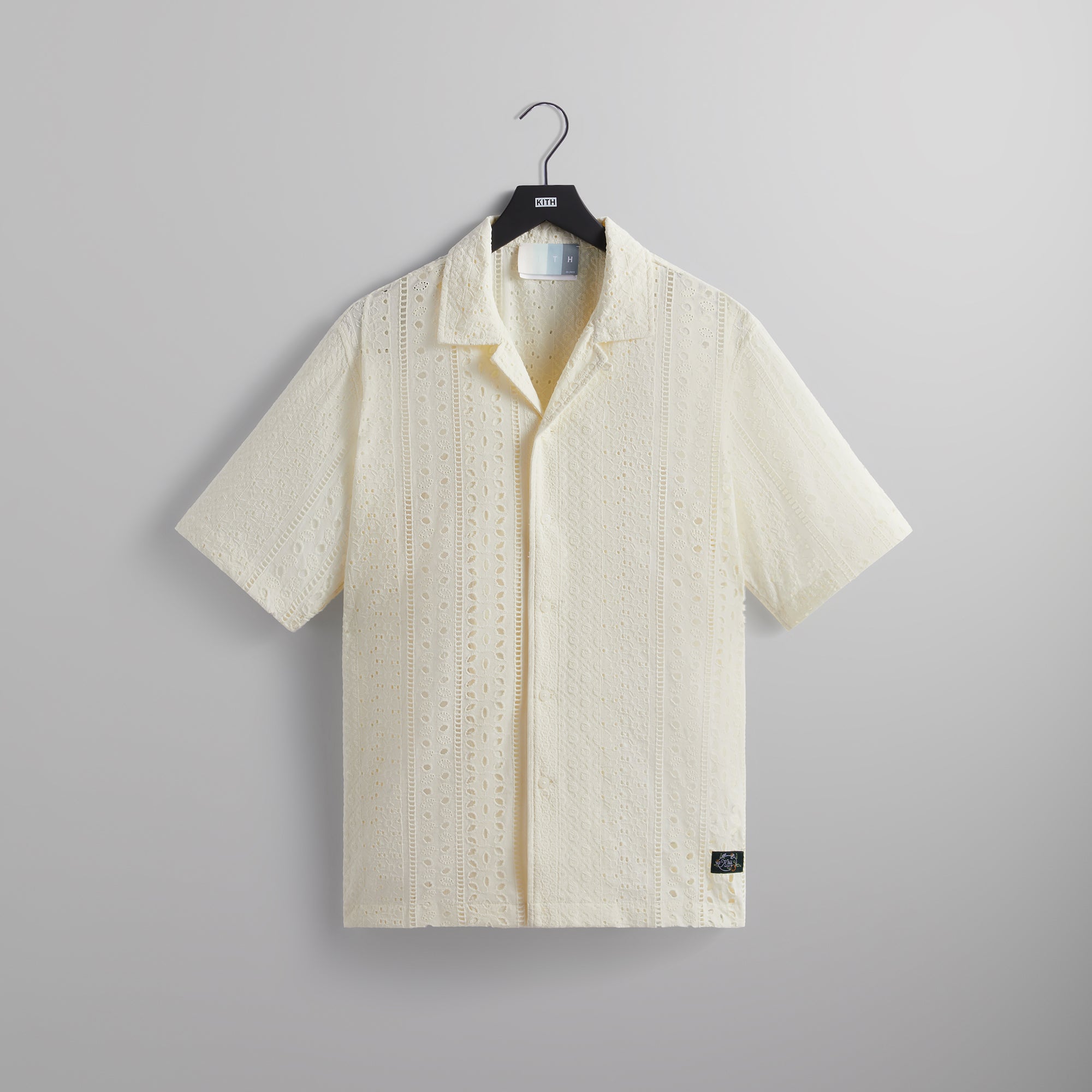 Kith Cotton Eyelet Thompson Camp Collar Shirt - Sandrift