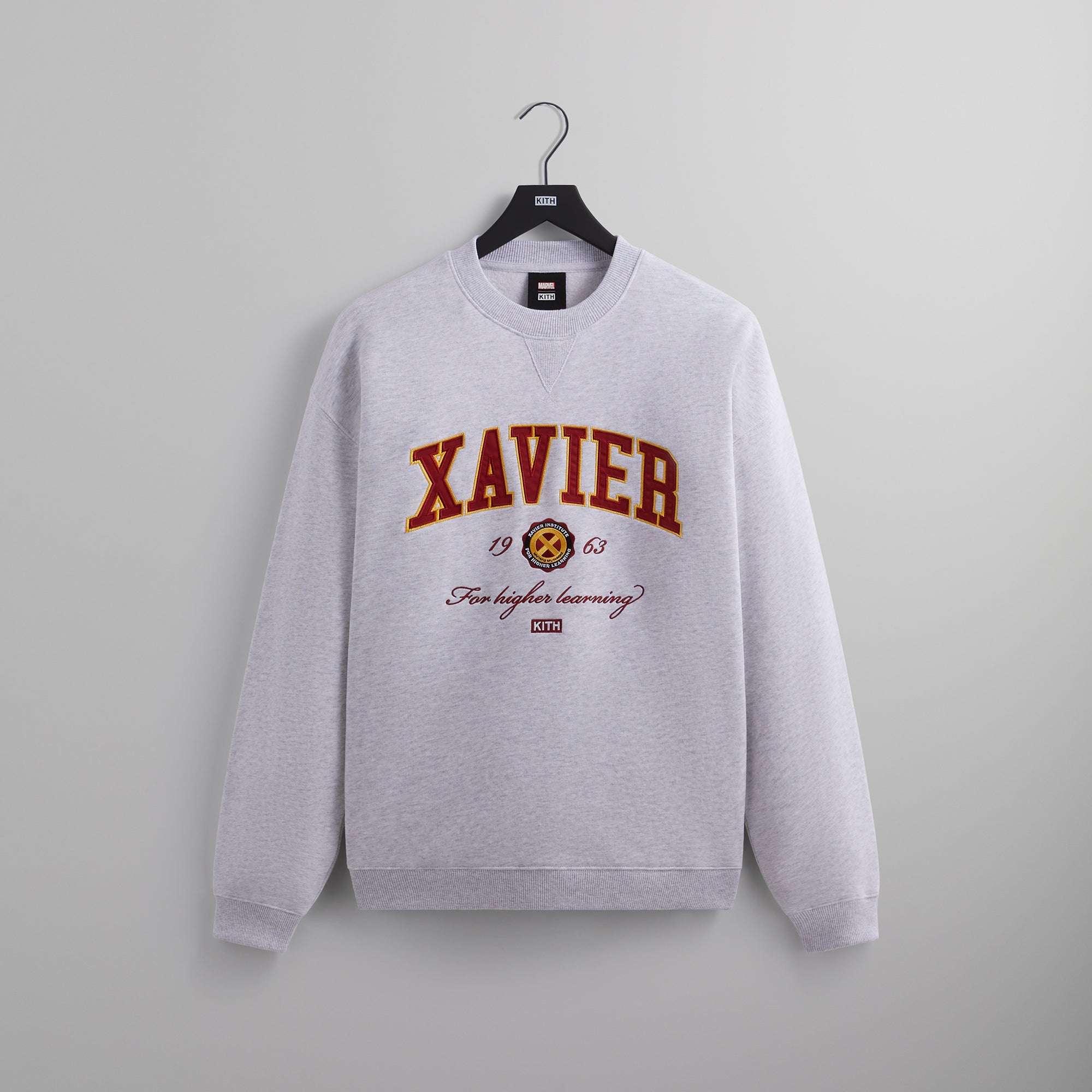 Marvel | Kith for X-Men Xavier Institute Varsity Crewneck - Light Heather Grey PH