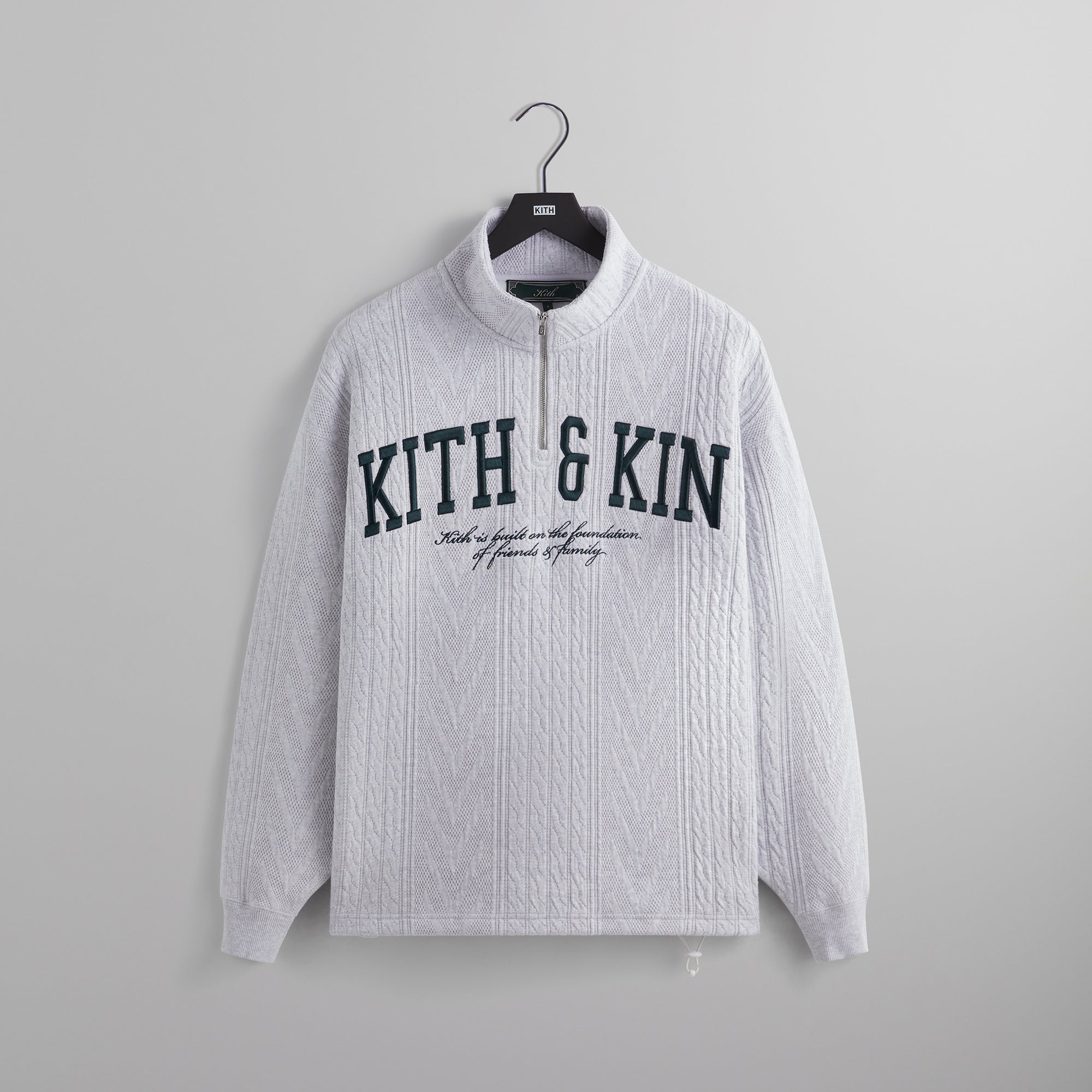 Kith Cable Fleece Quarter Zip - Light Heather Grey