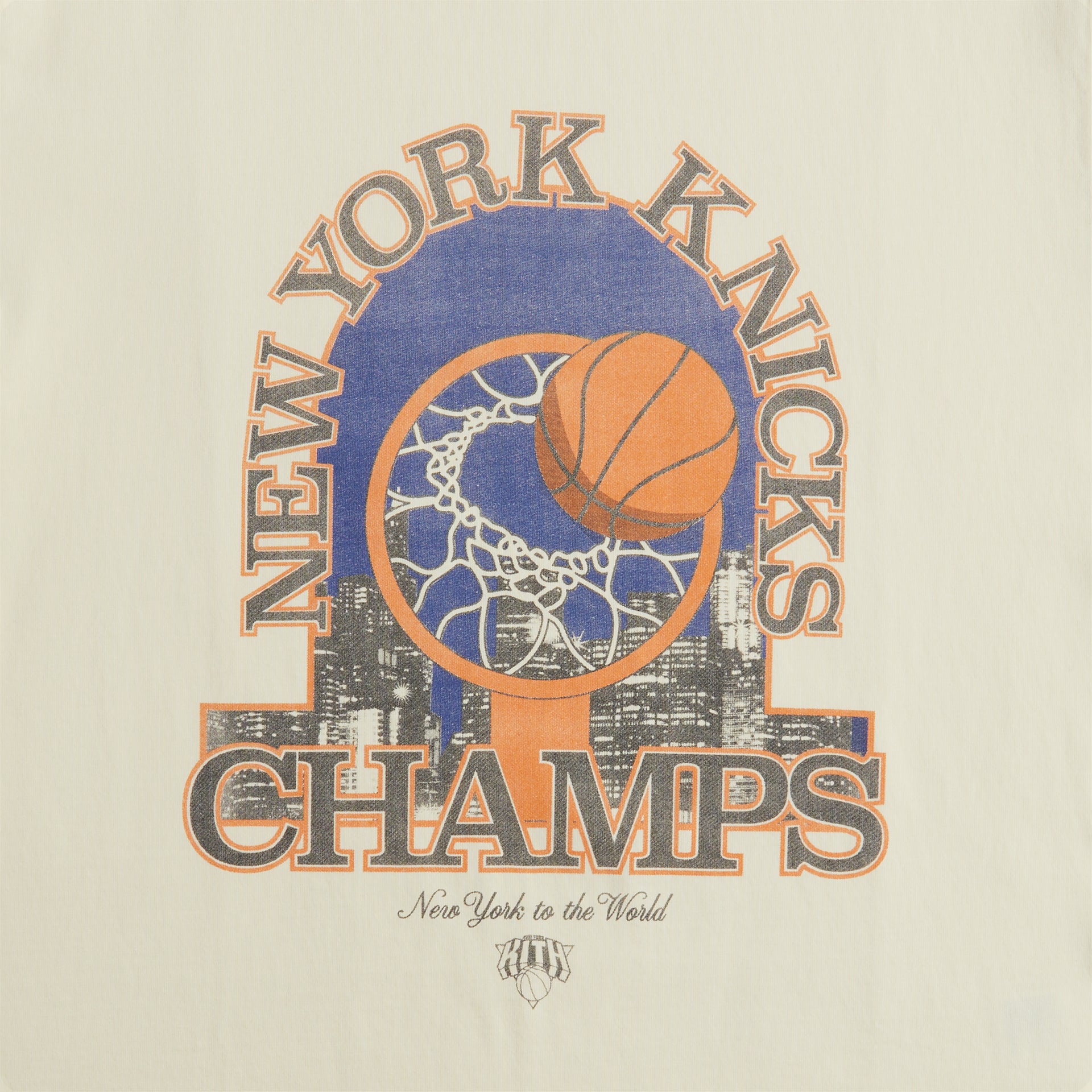 Kith for the New York Knicks Champions Vintage Tee - Sandrift