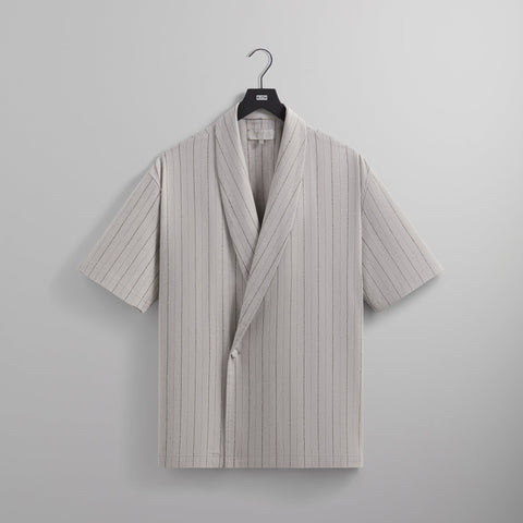 Kith Striped Twill Thompson Crossover Shirt - Light Heather Grey PH