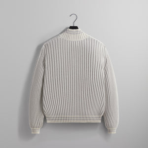 UrlfreezeShops Wyona Open Knit Full Zip Sweater - Light Heather Grey