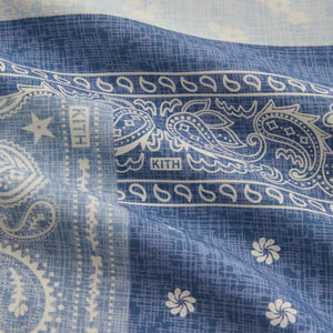 Kith Washed Paisley Long Sleeve Boxy Collared Overshirt - Light Indigo PH