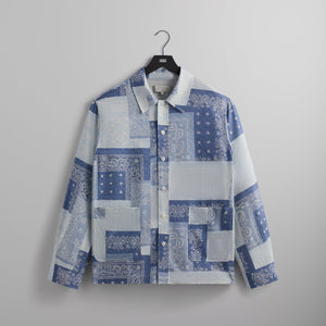 Kith Washed Paisley Long Sleeve Boxy Collared Overshirt - Light Indigo PH