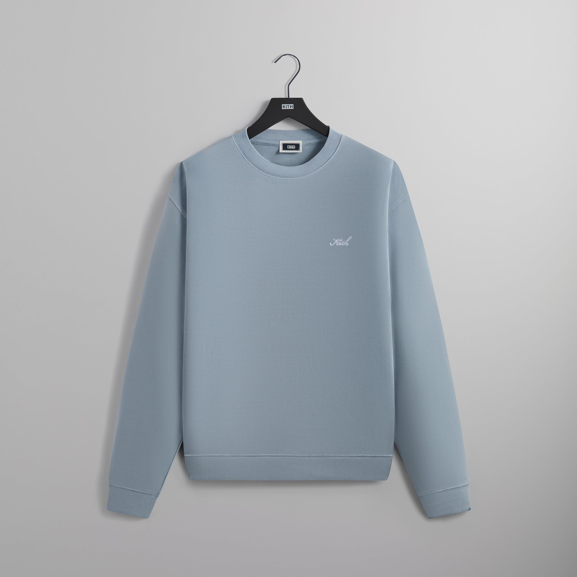 Kith Crystal Wash Interlock Vintage Crewneck - Light Indigo