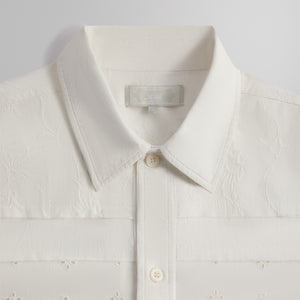UrlfreezeShops Mixed Embroidery Boxy Collared Overshirt - White