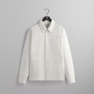 Erlebniswelt-fliegenfischenShops Mixed Embroidery Boxy Collared Overshirt - White