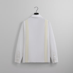 UrlfreezeShops Seersucker Long Sleeve Boxy Collared Overshirt - White