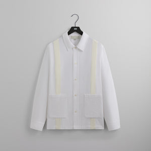UrlfreezeShops Seersucker Long Sleeve Boxy Collared Overshirt - White
