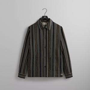 Kith Striped Flannel Boxy Collared Overshirt - Black