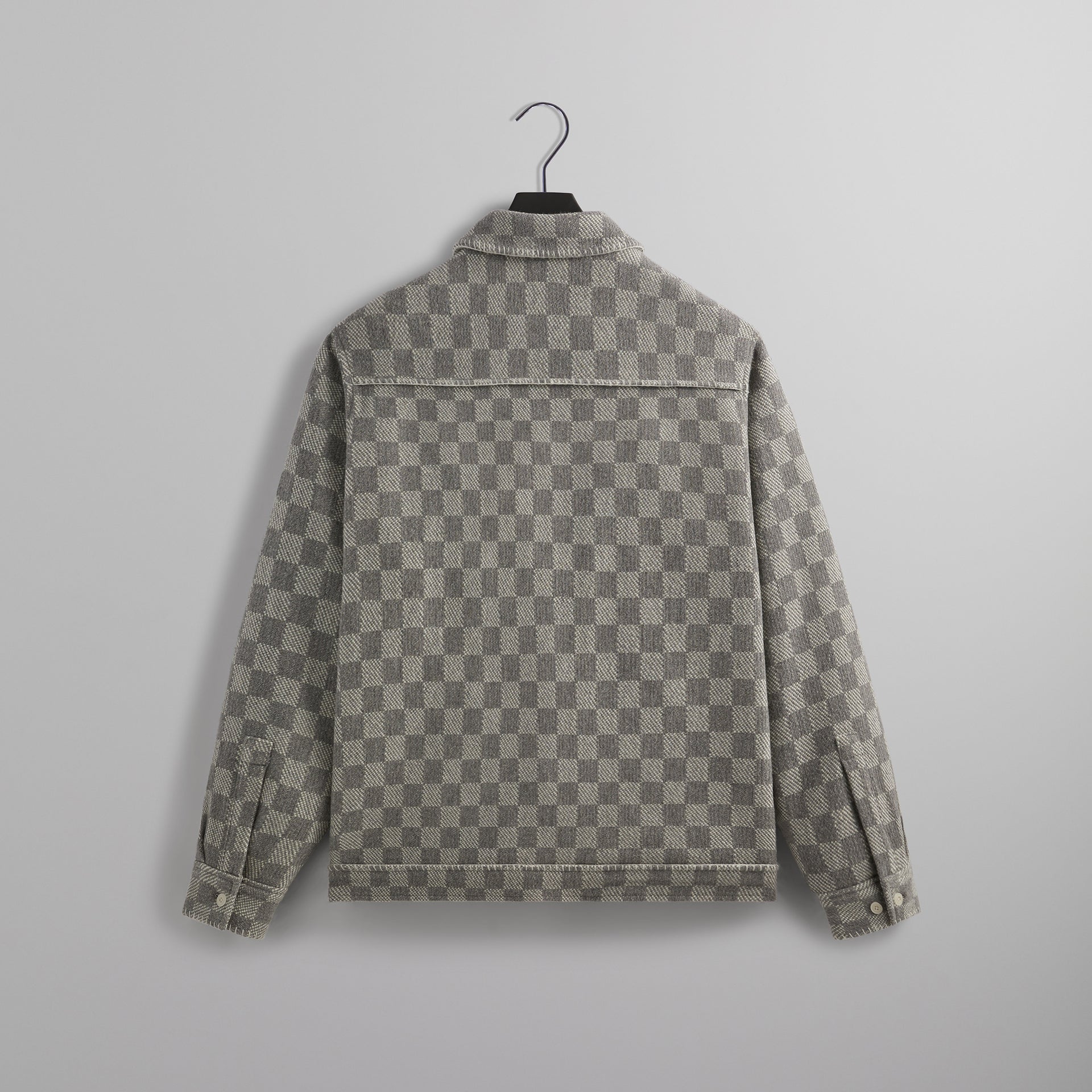 Kith Check Boucle Boxy Collared Overshirt - Steel