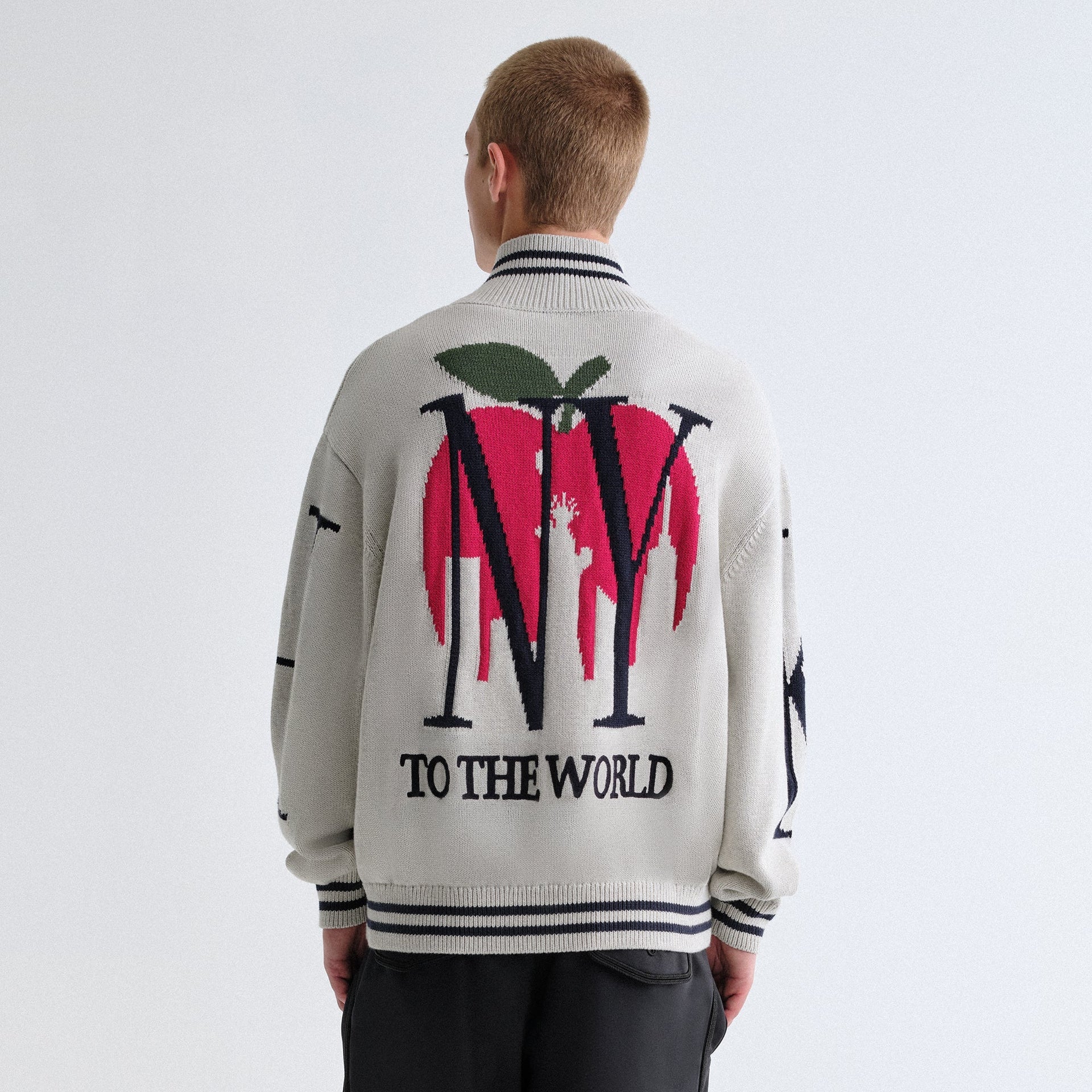 Kith Big Letter New York Wyona Full Zip Sweater - Light Heather Grey