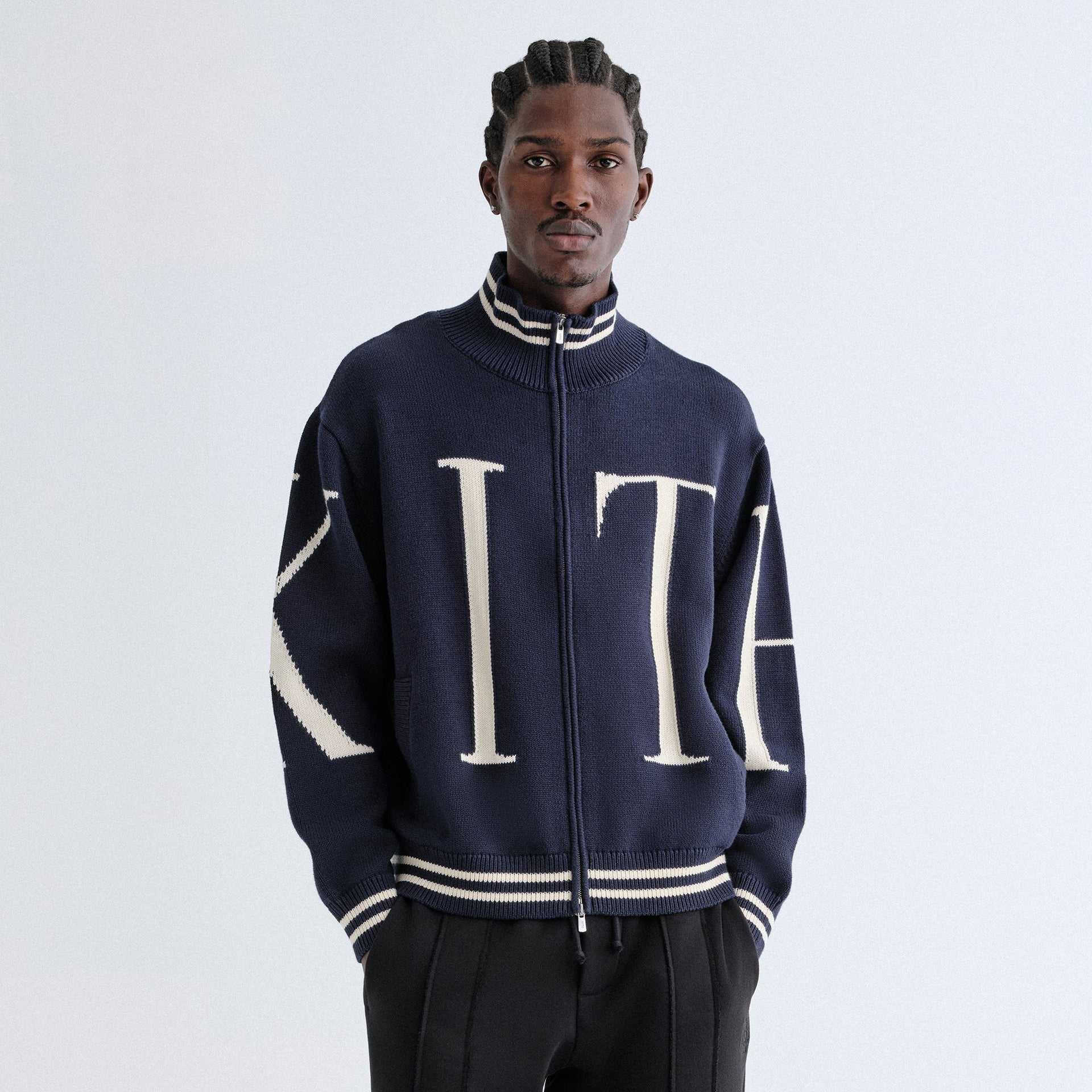 Kith Big Letter New York Wyona Full Zip Sweater - Nocturnal