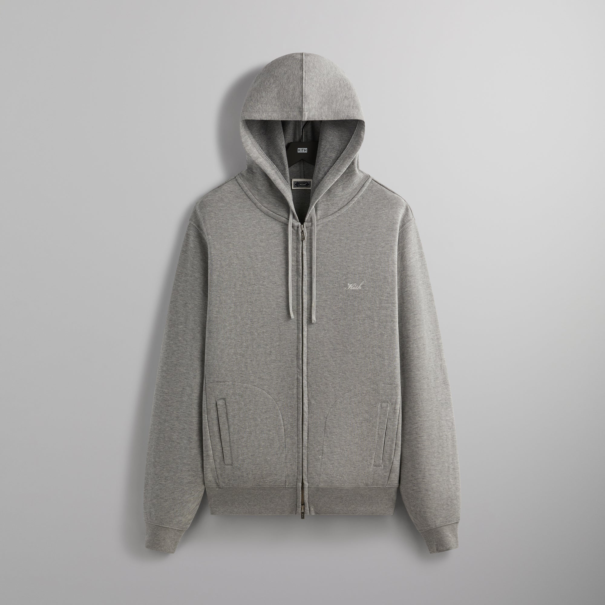 Kith Double Face Williams V Full Zip Hoodie Mid Heather Grey