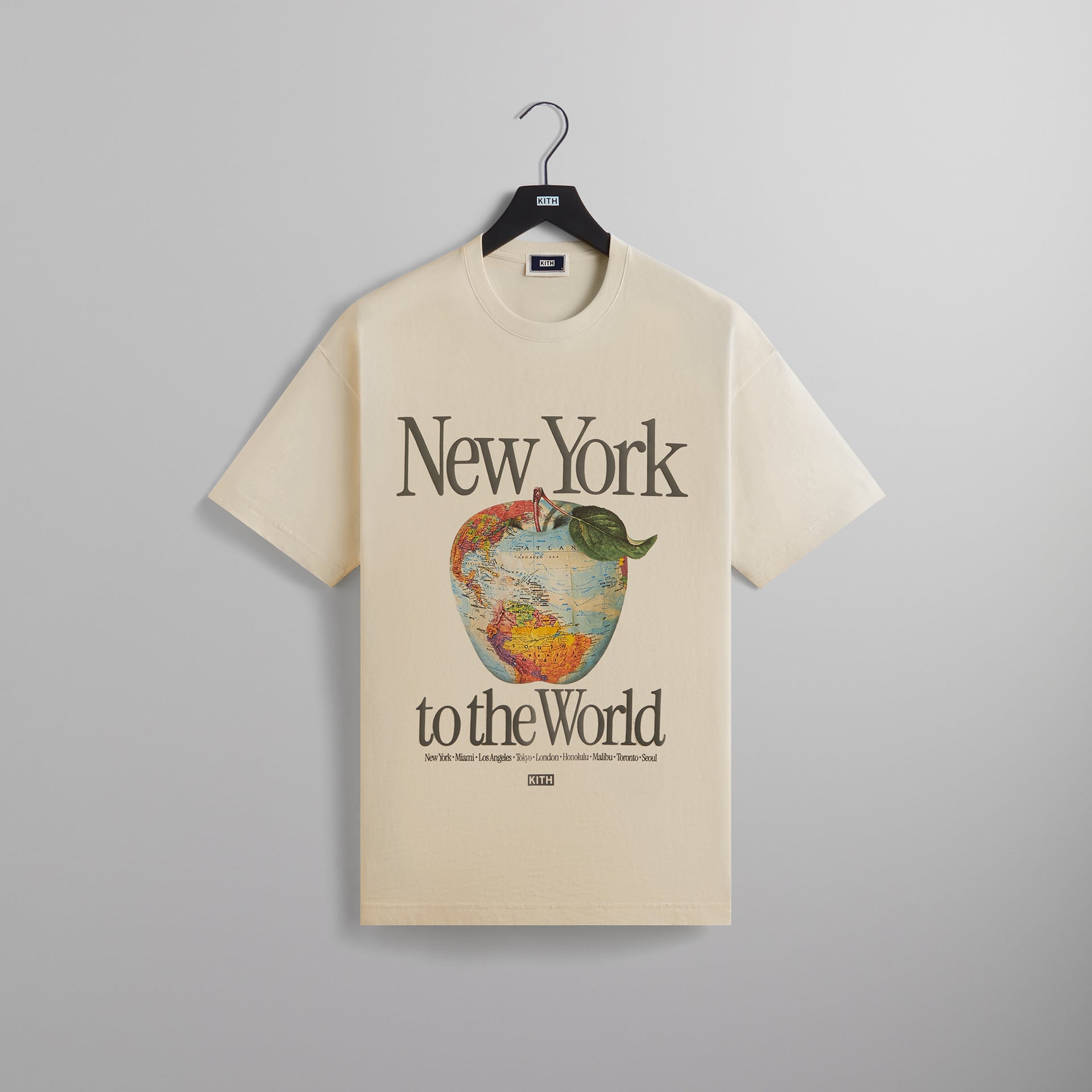 Kith NY to the World Apple Globe Vintage Tee - Sandrift