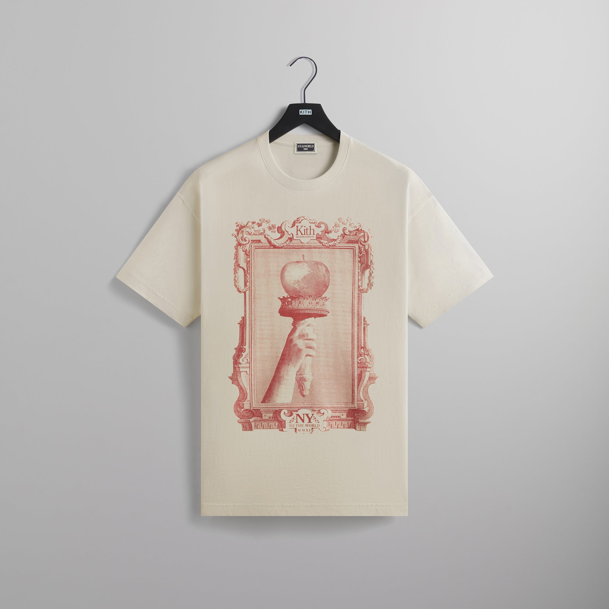 トップス KITH NY TO THE WORLD APPLE Tee OdegardcarpetsShops NY to the World Apple Globe Vintage Tee