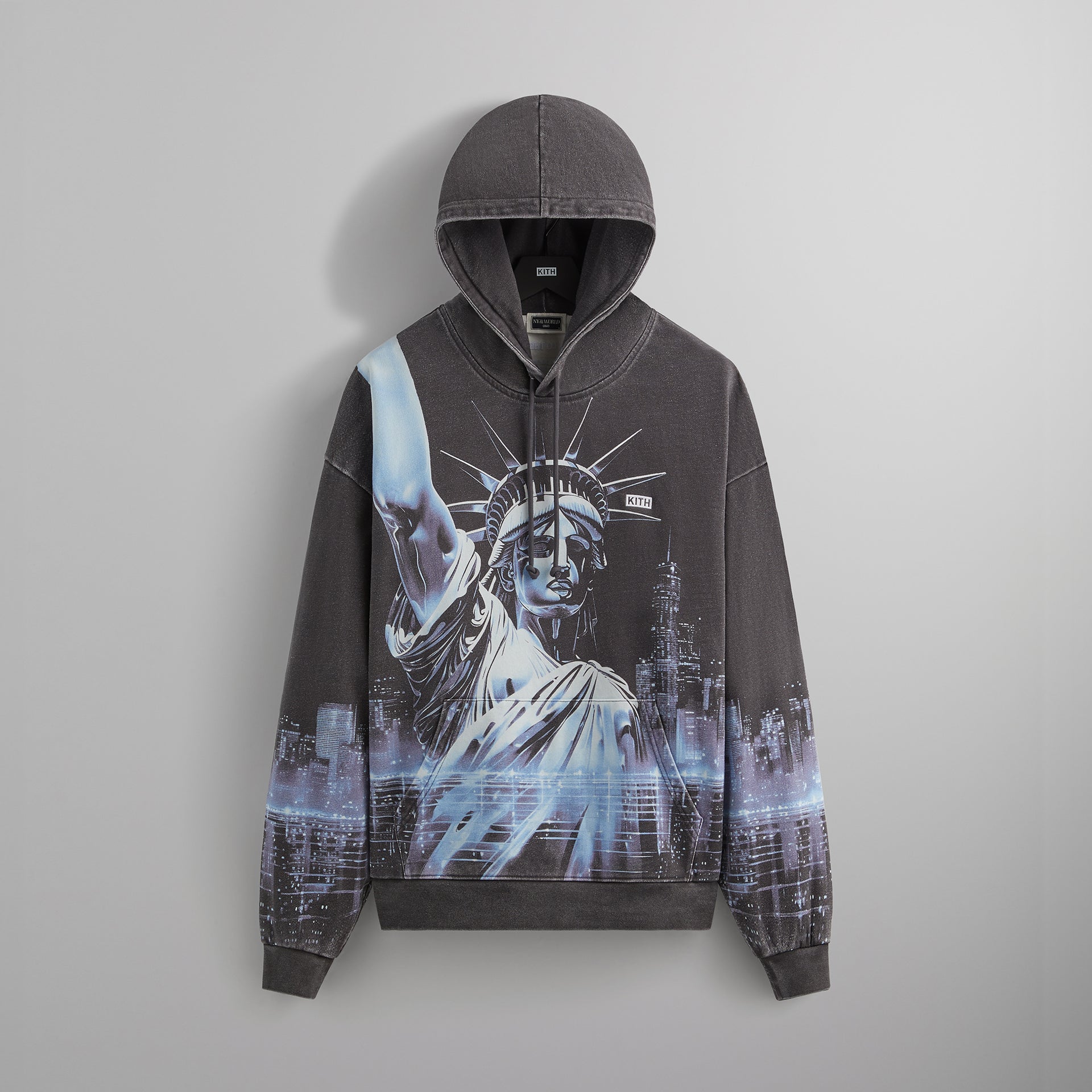 Kith NY to the World Neon Liberty Vintage Nelson Hoodie - Black