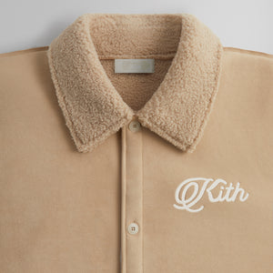 Kith Faux Shearling Long Sleeve Boxy Collared Overshirt - Stolid