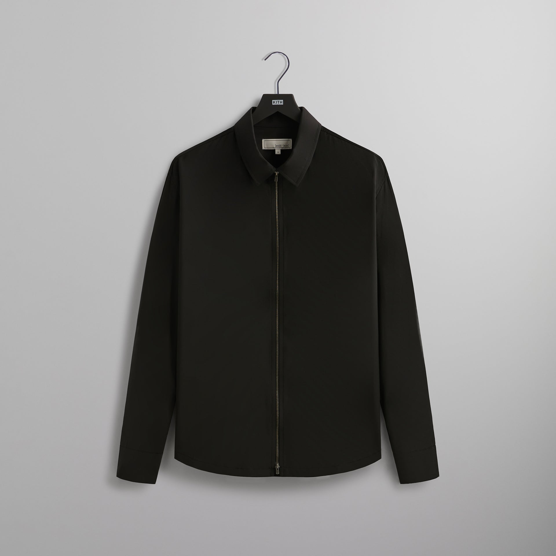 &Kin Tropical Wool Marquis Zip Up Shirt - Black