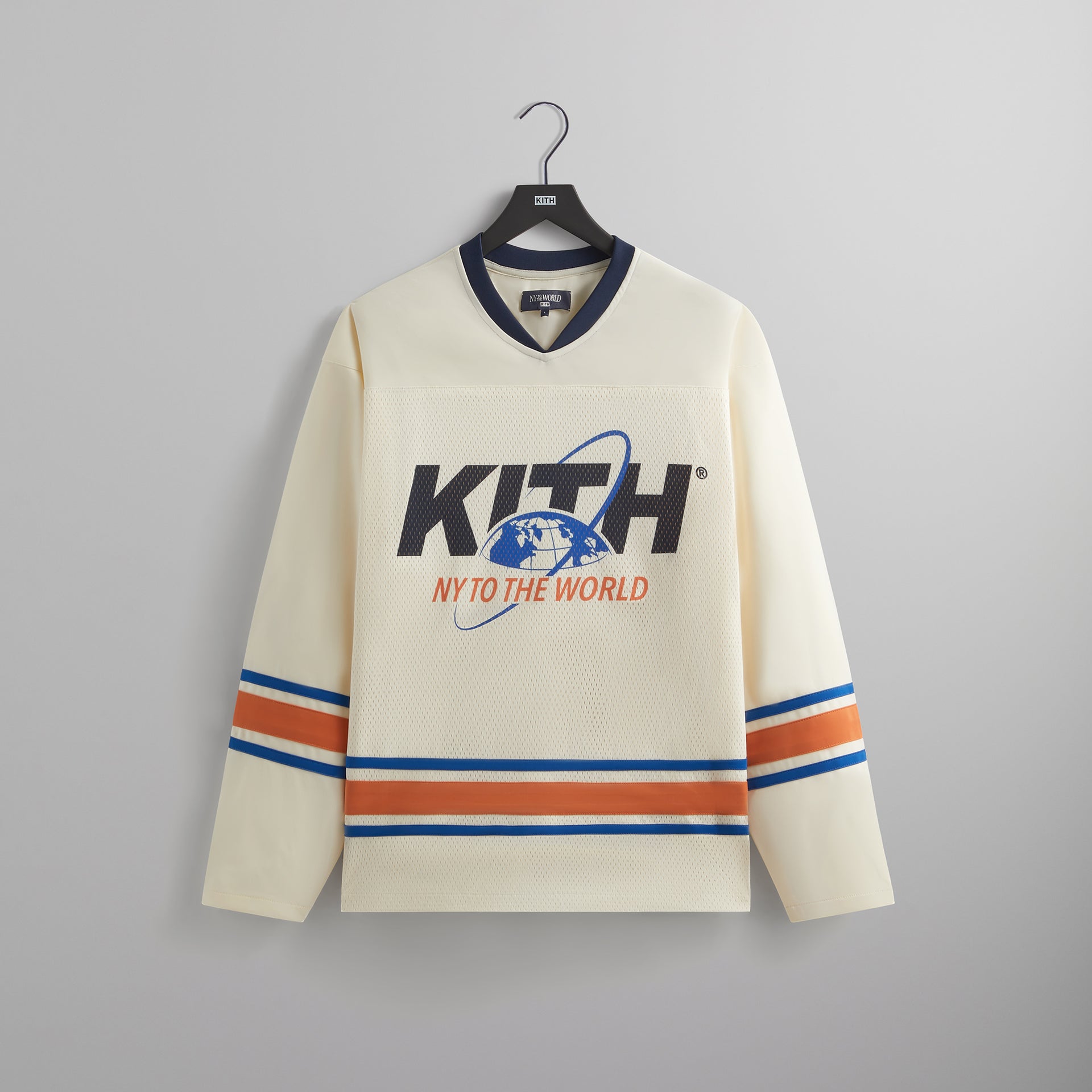 Kith NY to the World Unisphere Malik Long Sleeve Mesh Jersey - Sandrift