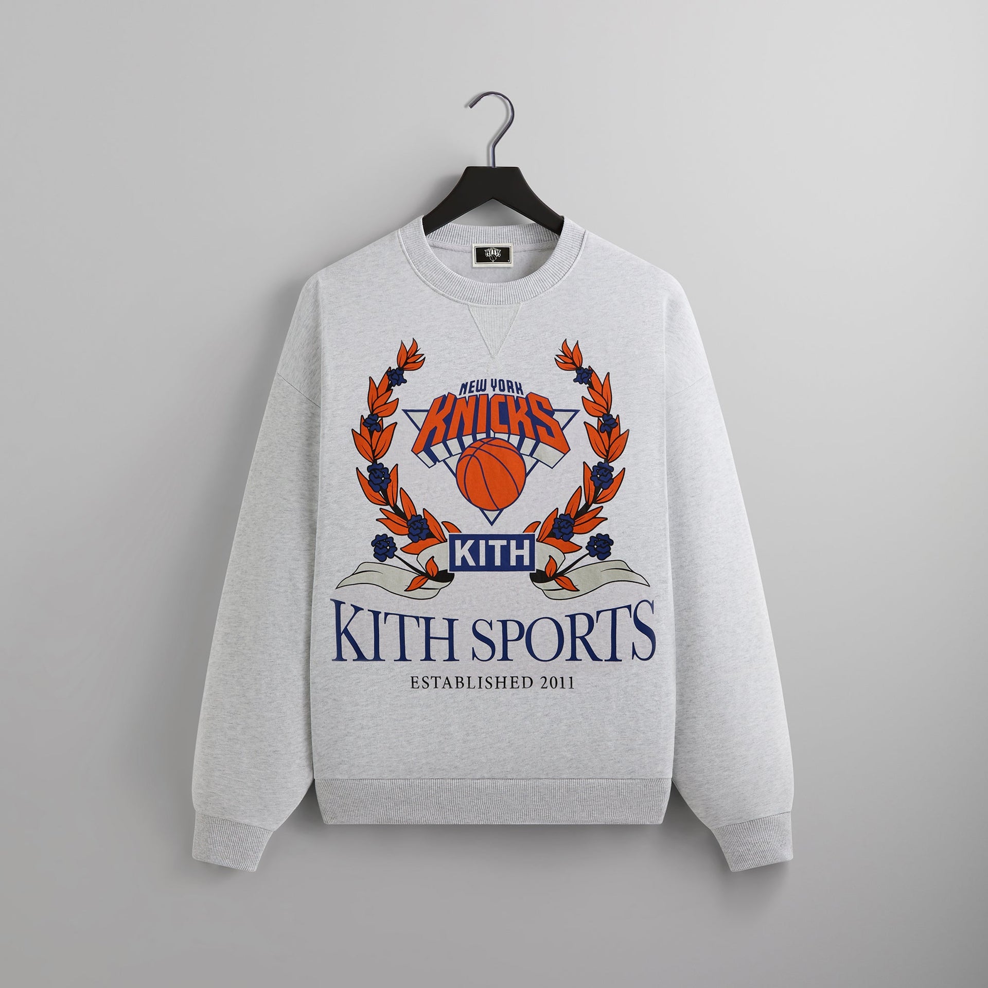 Kith for the New York Knicks Laurel Vintage Nelson Crewneck - Light Heather Grey PH