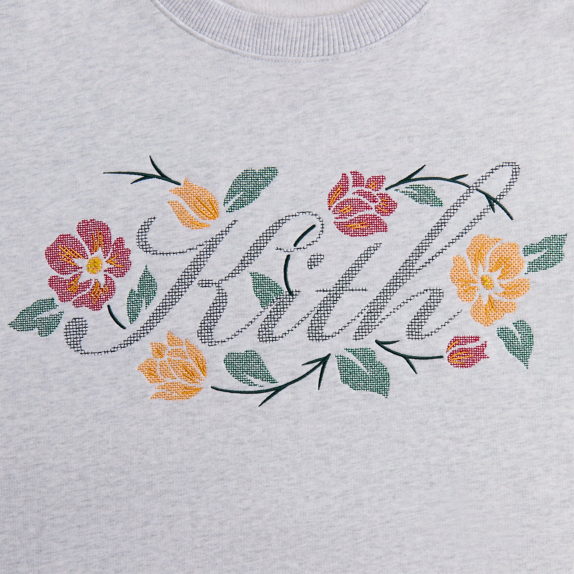 Kith Floral Script Nelson Crewneck - Light Heather Grey PH