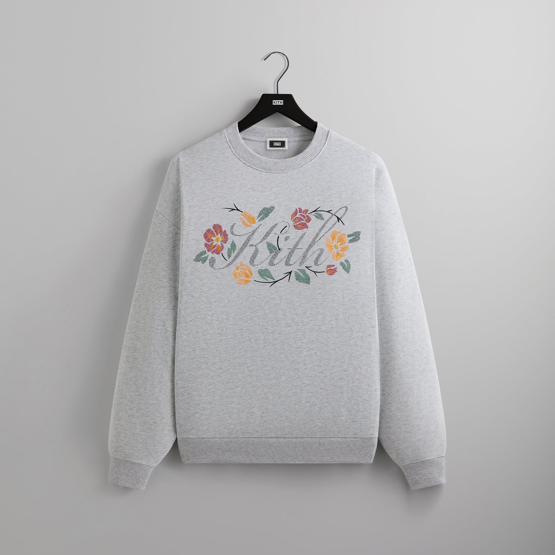 Kith Floral Script Nelson Crewneck - Light Heather Grey PH