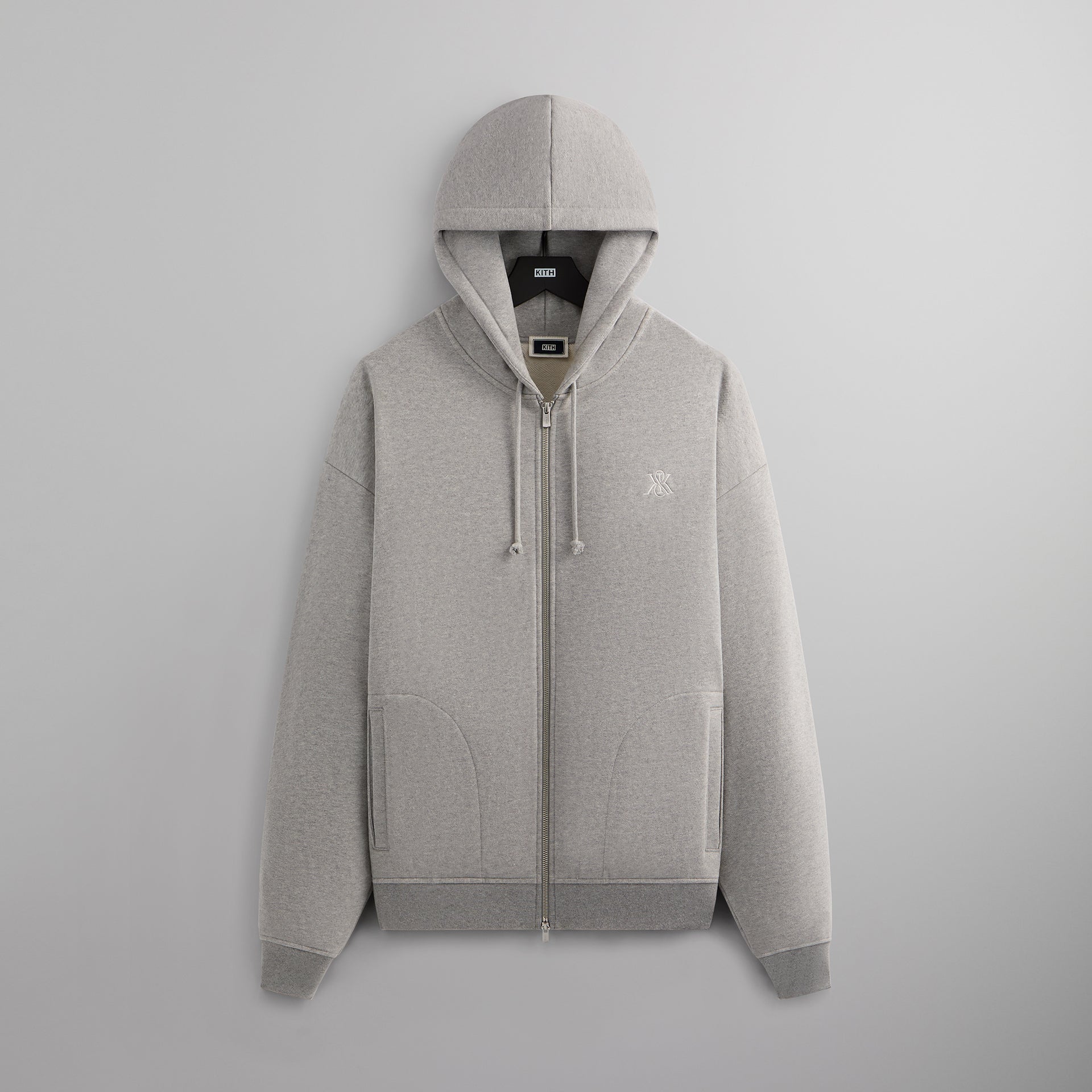 Kith Suede Fleece Nelson Full Zip Hoodie - Medium Heather Grey