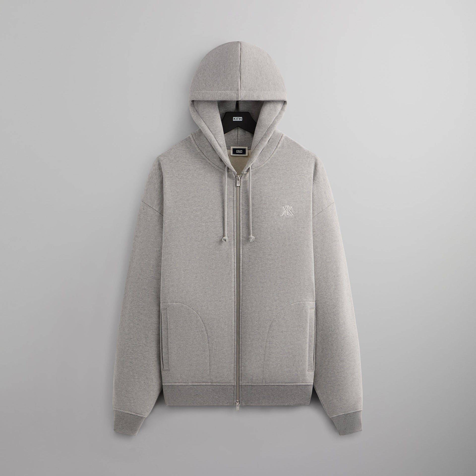 Kith Suede Fleece Nelson Full Zip Hoodie - Medium Heather Grey PH