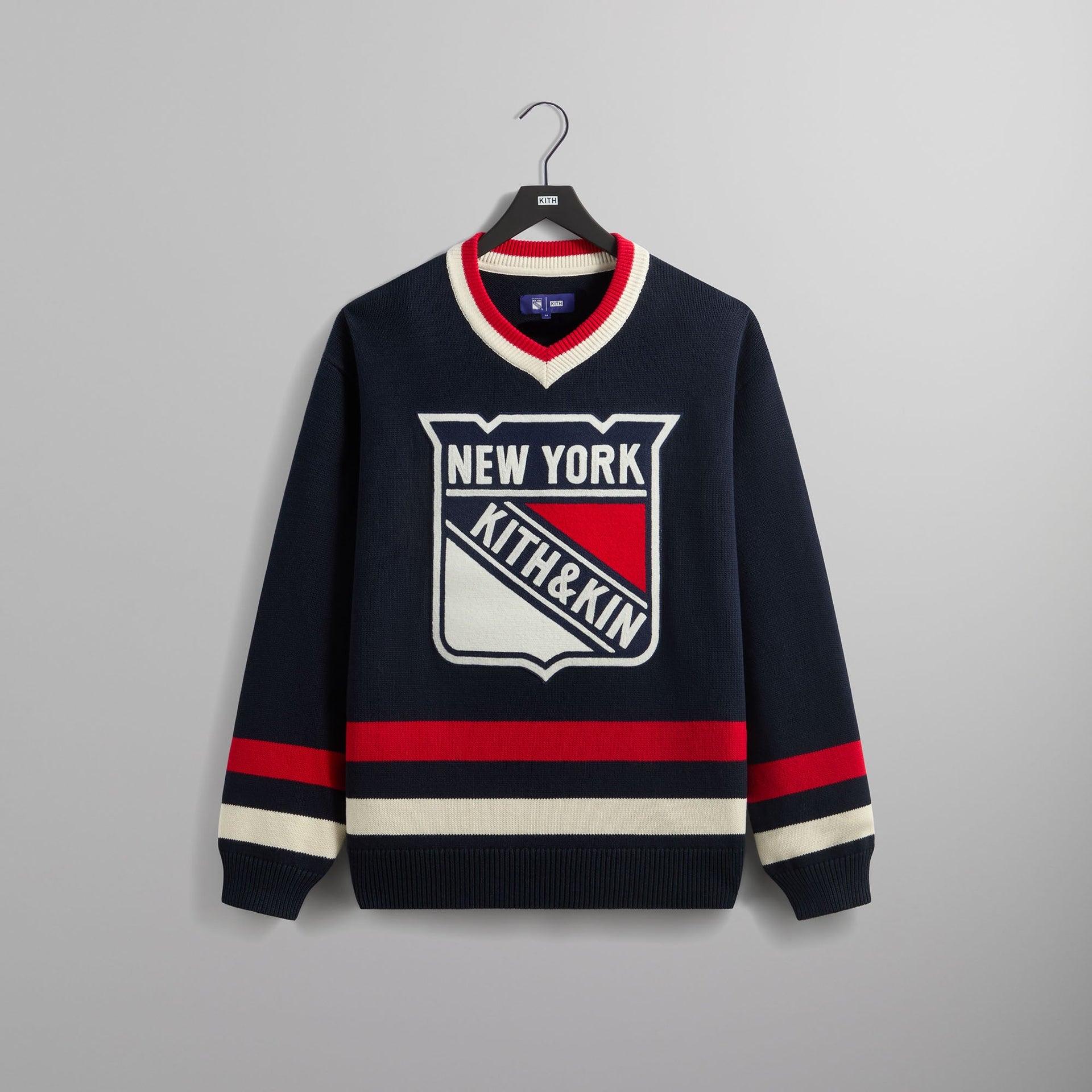 Kith for the New York Rangers V-Neck Lewis Sweater - Nocturnal PH