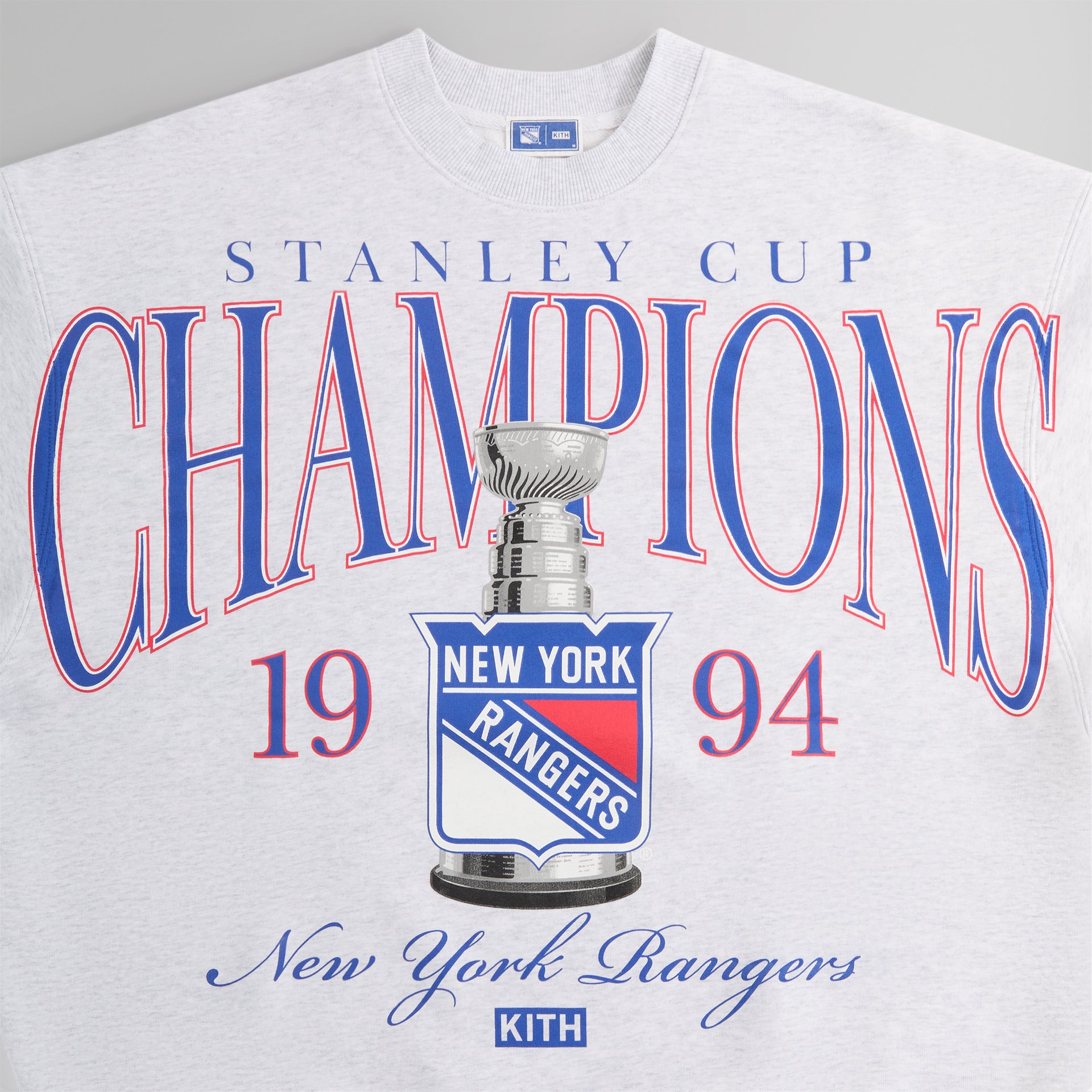 Kith for the New York Rangers Champions Nelson Crewneck - Light Heather Grey