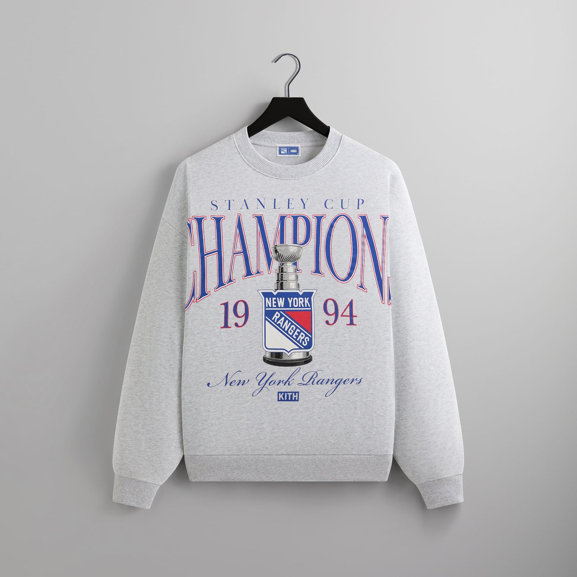 Kith for the New York Rangers Champions Nelson Crewneck - Light Heather Grey