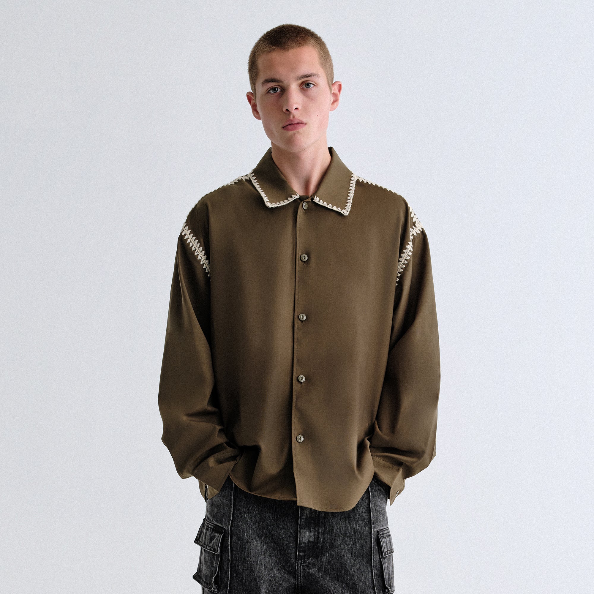 Kith Crochet Detail Apollo Shirt - Moss