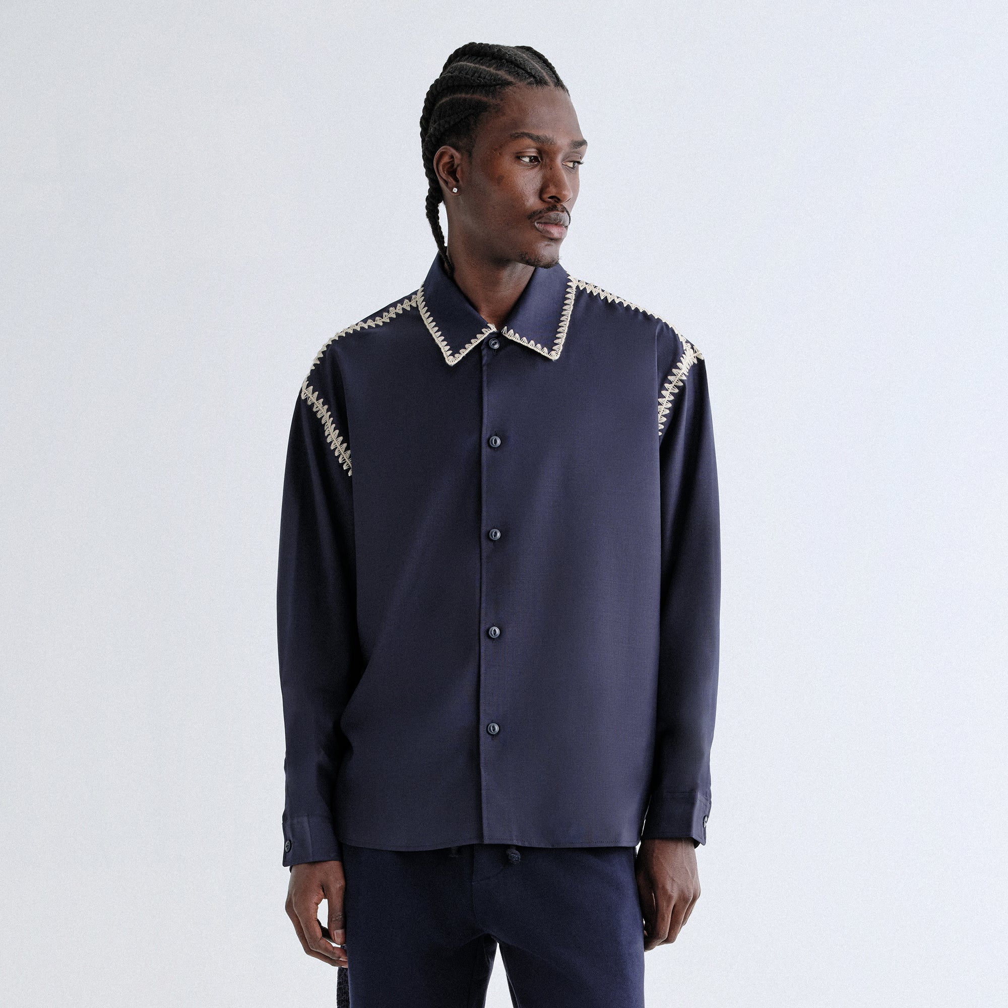 kith Silk cotton シャツ Kith Silk Cotton Thompson Camp Collar Shirt - Black