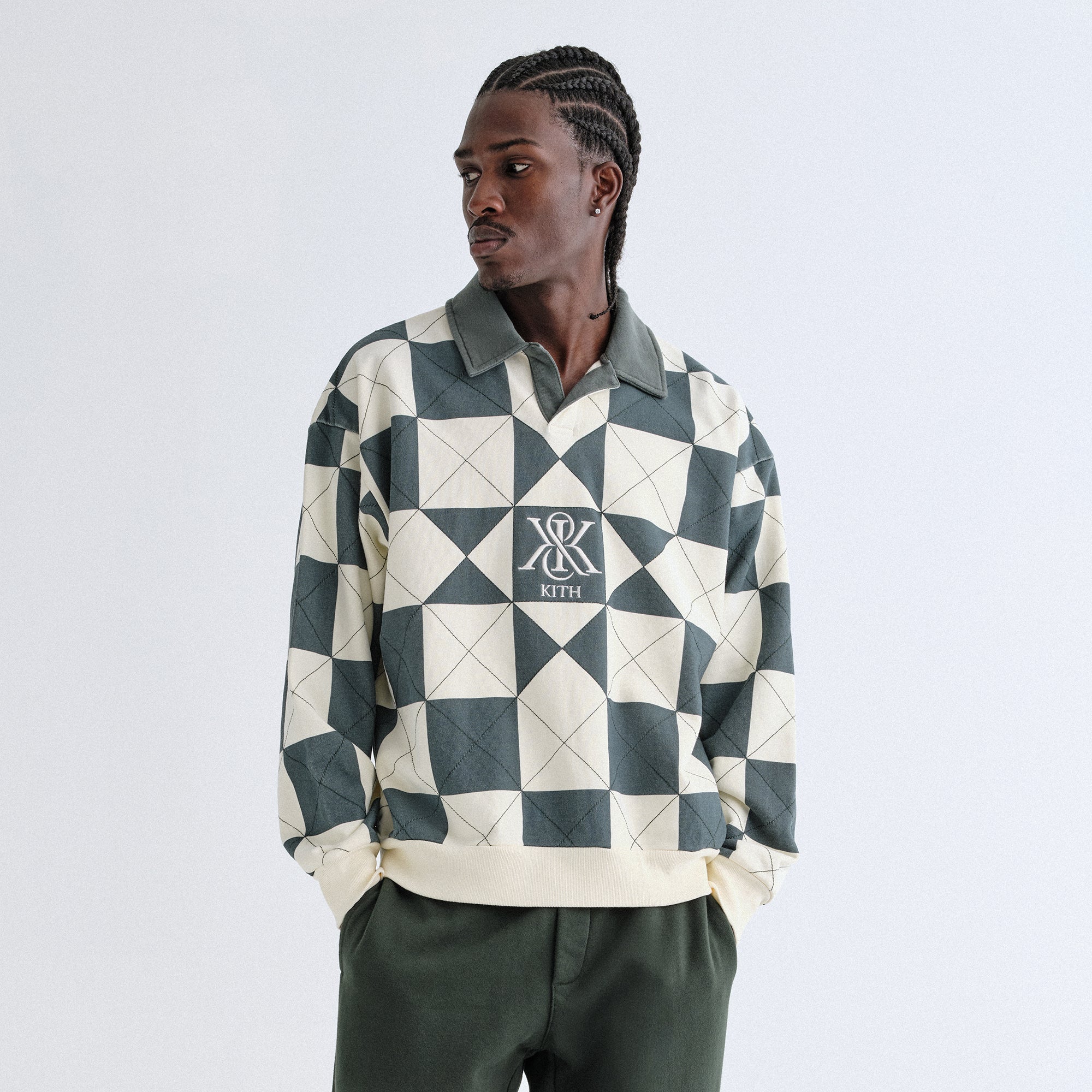 Kith CHECKERED SATIN チェック柄ジャケット L美品 Kith Garment Dyed Isaiah Buttondown - Carbon