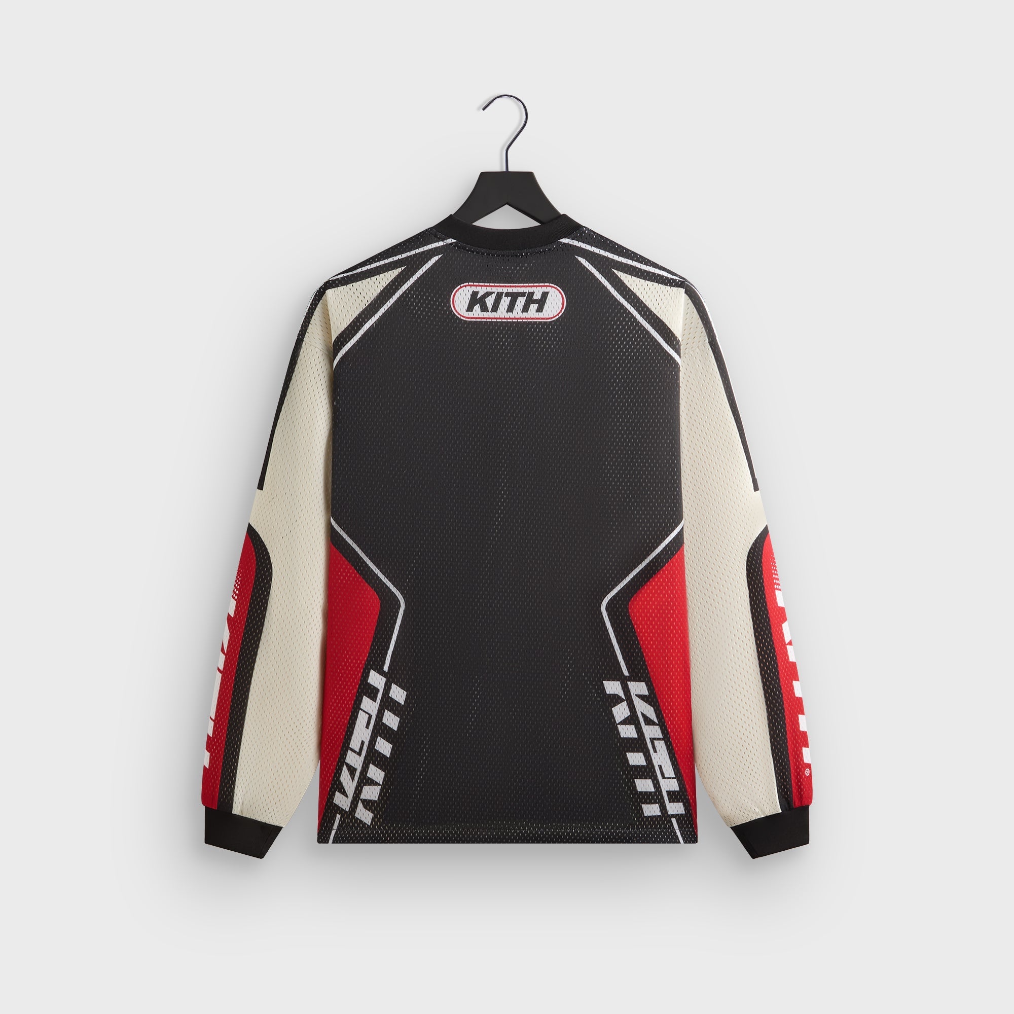 KITH メッシュサイクルジャージ 黒/赤/白 Kith Moto Mesh Long Sleeve Donovan Tee - Black