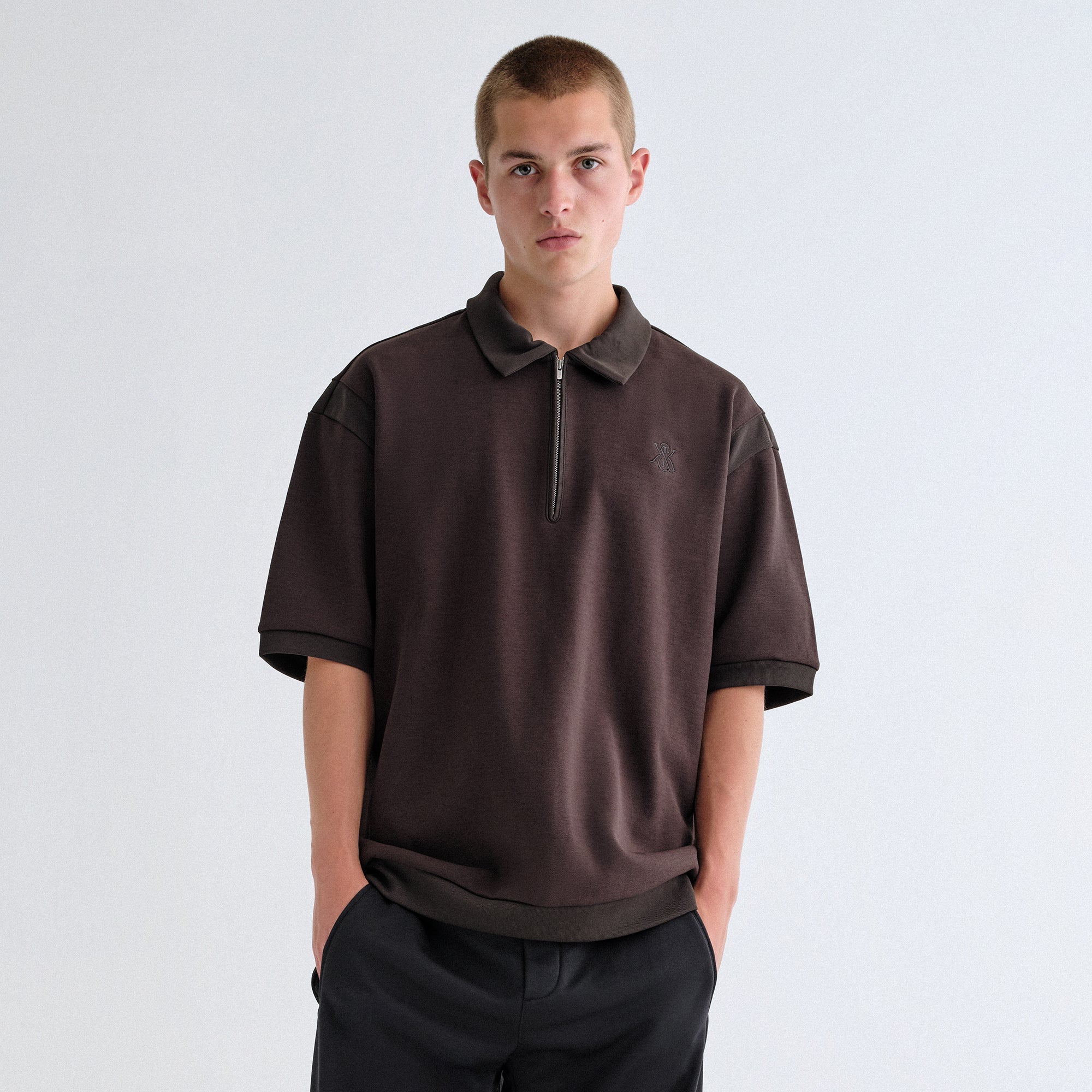 Kith Zip-Front Performance Knit Ethan Polo - Kindling