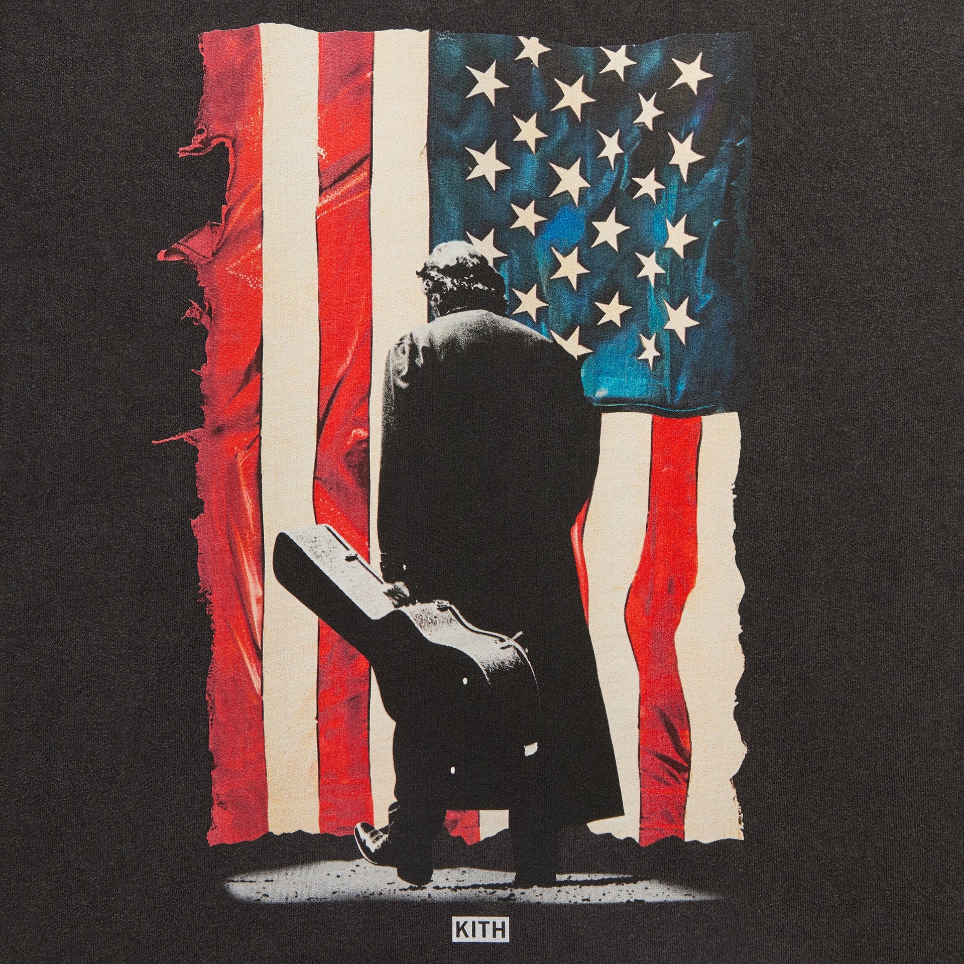 Kith Records for Johnny Cash American Flag Vintage Tee - Black