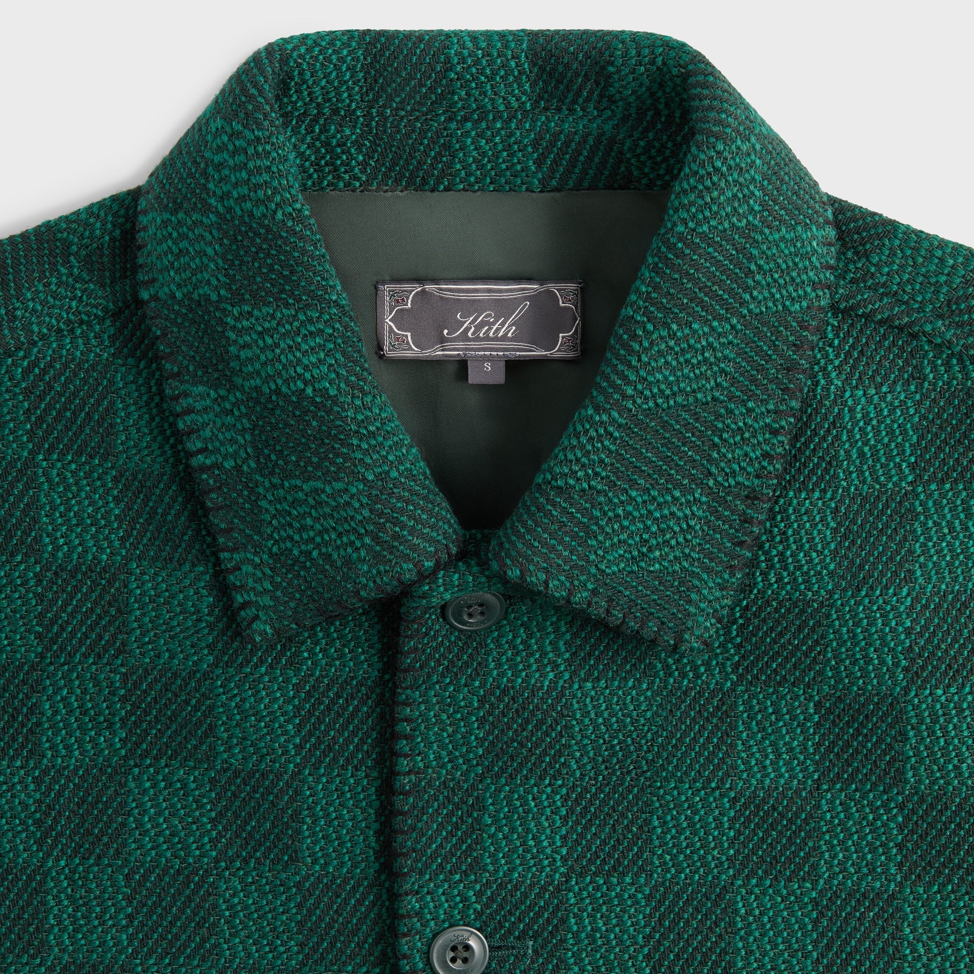 Kith Check Boucle Boxy Collared Overshirt - Ivy Green