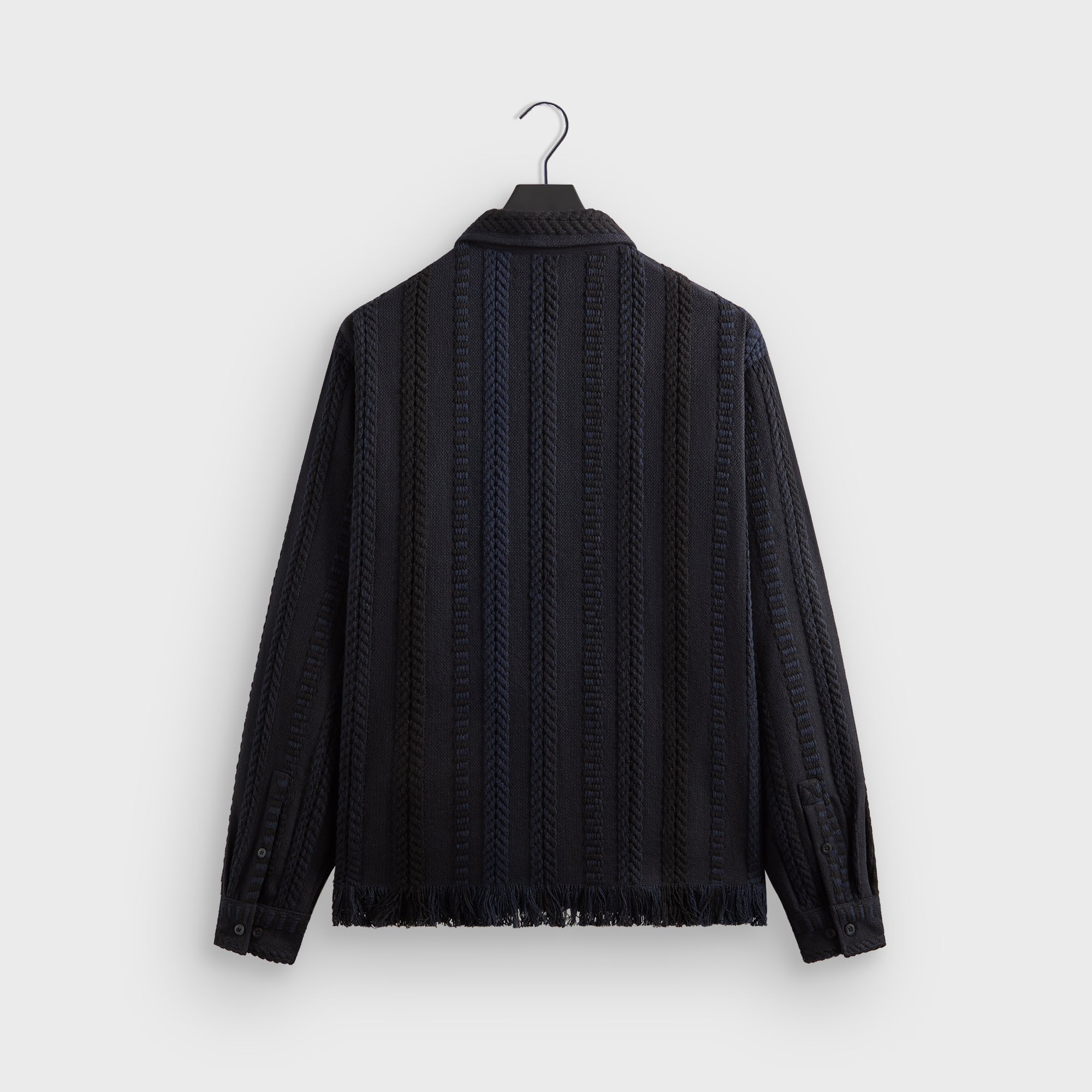 Kith Mixed Stripe Tweed Boxy Collared Overshirt - Nocturnal