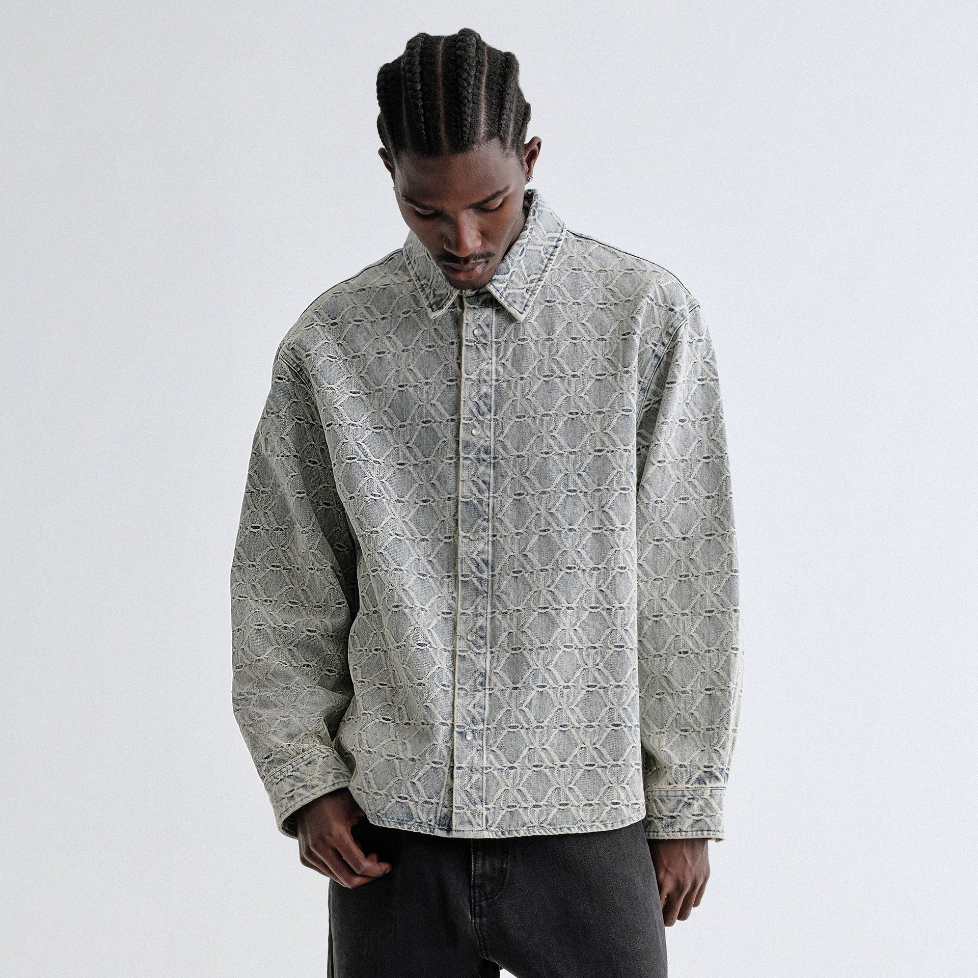 Kith Jacquard Crest Denim Apollo Shirt Atom1