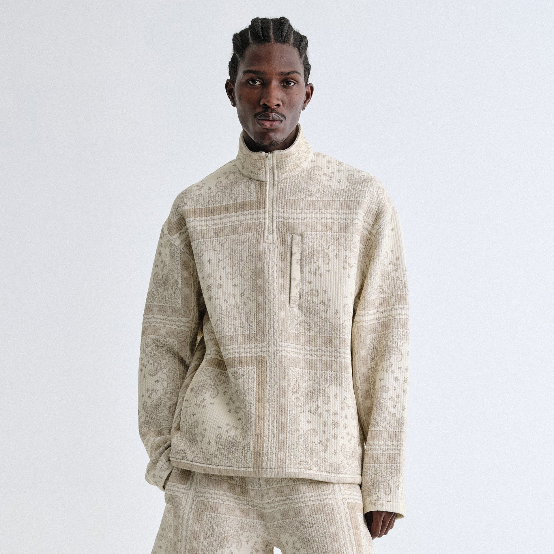 Kith Striped Interlock Claremont Quarter Zip - Canvas - PH