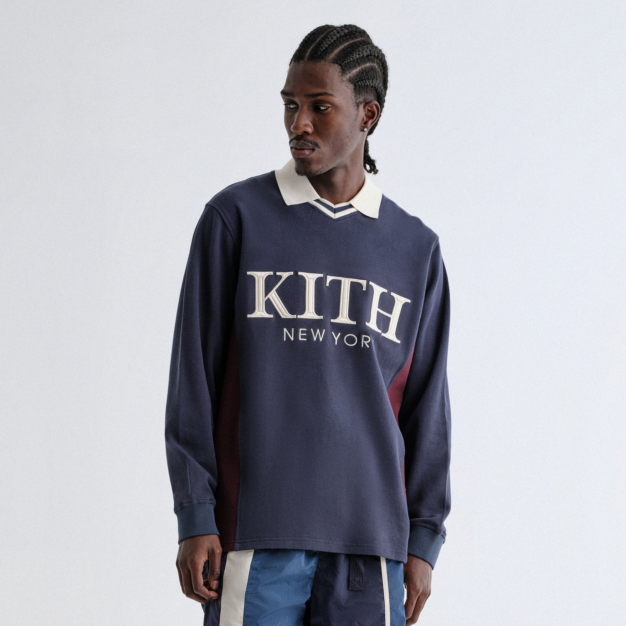Kith Pique Long Sleeve Tap Polo - Nocturnal