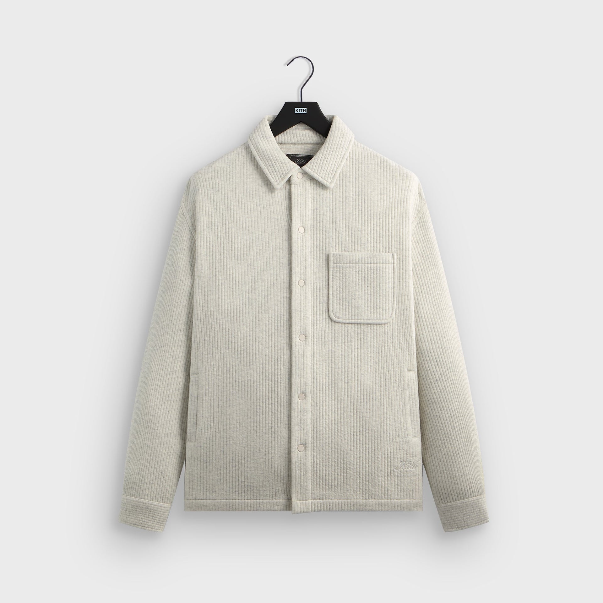 Kith Striped Interlock Ginza Shirt Jacket -  Light Heather Grey - PH