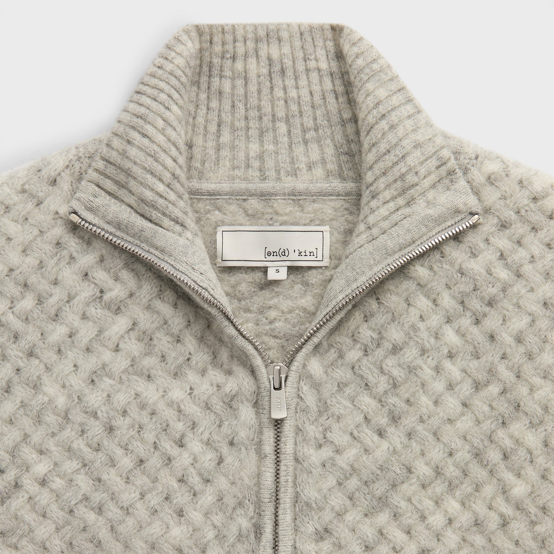 &Kin Basketweave Mohair Wyona Full Zip - Medium Heather Grey - PH